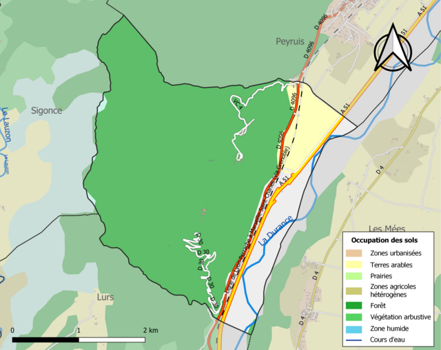 Carte en couleurs présentant l'occupation des sols.