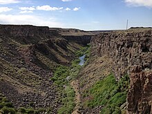 View north down the Salmon Falls Creek Gorge from the Salmon Falls Dam