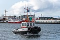 Tugboat, LEYNIR, leaving the harbor at Reykjavik, Iceland