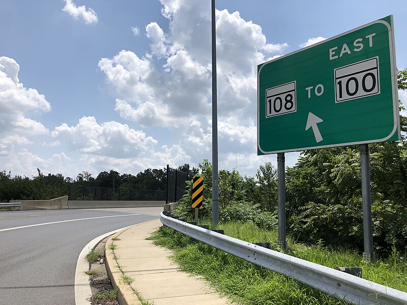 File:2020-08-11 13 27 19 View south along Maryland State Route 104 (Waterloo Road) at Maryland State Route 100 (Paul T. Pitcher Memorial Highway) on the edge of Ilchester and Ellicott City in Howard County, Maryland.jpg