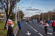 Беларуская: Пратэстны мітынг супраць Лукашэнкі 18 кастрычніка 2020 года. Мінск, Беларусь Deutsch: Proteste am 18. Oktober 2020. Minsk, Belarus (Weißrussland) English: Protest rally against Lukashenko, 18 October 2020. Minsk, Belarus Español: Manifestación contra Lukashenko, 18 de octubre de 2020. Minsk, Belarús (Bielorrusia) Русский: Протестный митинг против Лукашенко 18 октября 2020 года. Минск, Беларусь