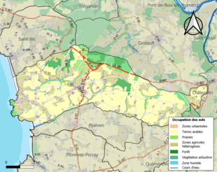 Barevná mapa znázorňující využití půdy.