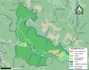 Kolorowa mapa przedstawiająca użytkowanie gruntów.