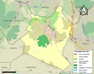 Barevná mapa znázorňující využití půdy.