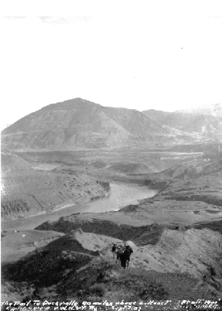 The River Trail at 40 Mile (i.e. North of Lillooet); area of French Bar Creek (1901 picture) 40mile2.gif