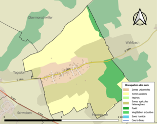 Carte en couleurs présentant l'occupation des sols.