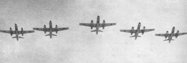 A formation of Il-28 bombers, over Cairo during a parade in September 1956.