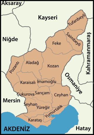 Mapa da província de Adana