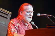 Gregg Allman performing with the Allman Brothers Band May 24, 2005 at the Mizner Amphitheatre, Mizner Park, Boca Raton, Florida