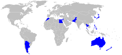 Mapa de los países designados por Estados Unidos como Aliado importante no-OTAN