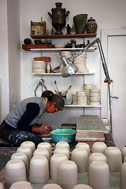 Porcelain artist Anna Sykora, Berlin-Kreuzberg, Germany, 2019