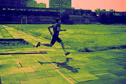 An athlete training at the Armenia Sports Union's Spartak Complex Armenia Sparak stadium Yerevan.jpg