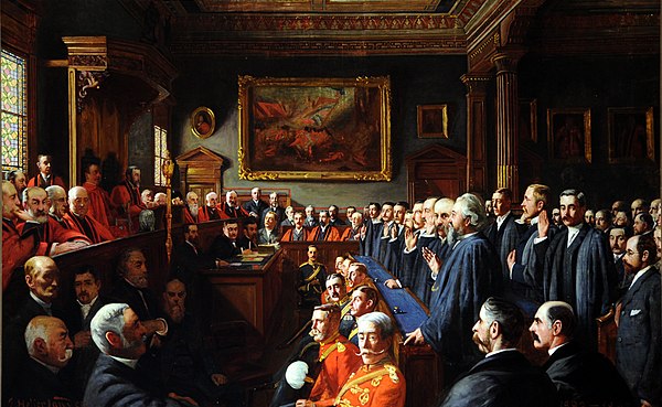 An 1893 painting of the Assize d'Heritage by John St Helier Lander