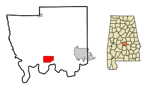 موقعیت "آتوگاویل" در شهرستان اوتوگا و ایالت آلاباما