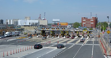 A toll booth for the Brooklyn–Battery Tunnel