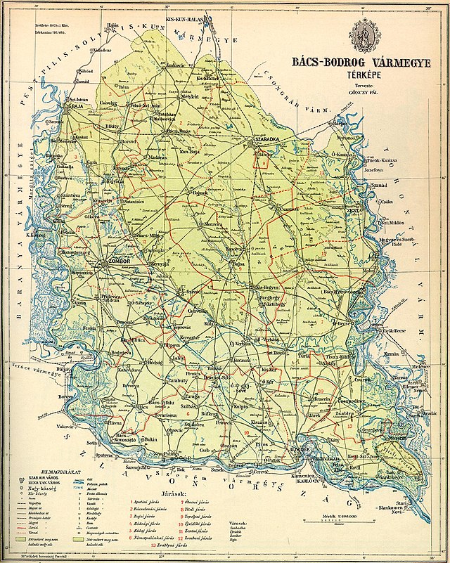 Poziția localității Comitatul Bács-Bodrog