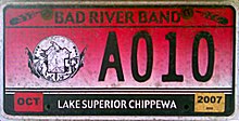 Bad River Tribal license plate Bad River Tribal license plate.jpg