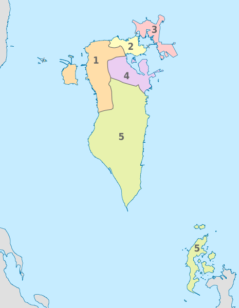 File:Bahrain, administrative divisions - Nmbrs - colored.svg