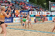 Deutsch: Beachhandball Europameisterschaften 2019 (Beach handball Euro); Tag 6: 7. Juli 2019 – Spiel um Platz Drei, Frauen, Kroatien-Niederlande 0:2 (14:23, 20:22) English: Beach handball Euro; Day 6: 7 July 2019 – Women's Bronze Medal Match – Croatia-Netherlands 0:2 (14:23, 20:22)