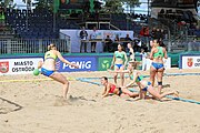 Deutsch: Beachhandball Europameisterschaften 2019 (Beach handball Euro); Tag 2: 3. Juli 2019 – Frauen, Vorrunde Gruppe D, Ukraine-Deutschland 2:0 (23:22, 32:24) English: Beach handball Euro; Day 2: 3 July 2019 – Women Preliminary Round Group D – Ukraine-Germany 2:0 (23:22, 32:24)