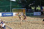 Deutsch: Beachhandball Europameisterschaften 2019 (Beach handball Euro); Tag 4: 5. Juli 2019 – Frauen, Viertelfinale, Niederlande-Griechenland 2:1 (25:12, 18:24, 7:6) English: Beach handball Euro; Day 4: 5 July 2019 – Quarter Final Women – Netherlands-Greece 2:1 (25:12, 18:24, 7:6)