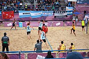 Deutsch: Beachhandball bei den Olympischen Jugendspielen 2018; Tag 5, 10. November 2018; Jungen, Hauptrunde - Thailand-Argentinien 2:1 English: Beach handball at the 2018 Summer Youth Olympics at 11 October 2018 – Boys Main Round – Thailand-Argentina 2:1