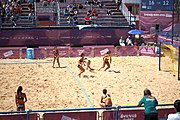 Deutsch: Beachhandball bei den Olympischen Jugendspielen 2018; Tag 4, 10. Oktober 2018; Mädchen, Vorrunde, Gruppe A - Ungarn-Chinese Taipei (Taiwan) 2:0 English: Beach handball at the 2018 Summer Youth Olympics at 10 October 2018 – Girls Preliminary Round Group A‎ – Hungary-Chinese Taipei 2:0