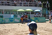 Deutsch: Beachvolleyball bei den Olympischen Jugendspielen 2018; Tag 11, 17. Oktober 2018; Jungen,Finale – Niederlande (Matthew Immers/Yorick de Groot)-Schweden (David Åhman/Jonatan Hellvig) 0:2 (20–22/15–21) English: Beach volleyball at the 2018 Summer Youth Olympics at 17 October 2018 – Final – Netherlands (Matthew Immers/Yorick de Groot)-Sweden (David Åhman/Jonatan Hellvig) 0:2 (20–22/15–21)