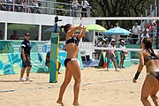 Deutsch: Beachvolleyball bei den Olympischen Jugendspielen 2018; Tag 11, 17. Oktober 2018; Mädchen, Finale – Italien (Claudia Scampoli & Nicol Bertozzi)- Russland (Maria Woronina & Maria Botscharow) 0:2 (19–21/19–21) English: Beach volleyball at the 2018 Summer Youth Olympics at 17 October 2018 – Girls Final – Italy (Claudia Scampoli & Nicol Bertozzi) - Russia (Maria Voronina & Maria Bocharova) 0:2 (19–21/19–21)