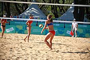 Deutsch: Beachvolleyball bei den Olympischen Jugendspielen 2018; Tag 8, 14. Oktober 2018; Mädchen, Achtelfinale – Bolivien-Puerto Rico 0:2 (18–21/18–21 ) English: Beach volleyball at the 2018 Summer Youth Olympics at 14 October 2018 – Girls Round of 16 – Bolivia-Puerto Rico 0:2 (18–21/18–21 )