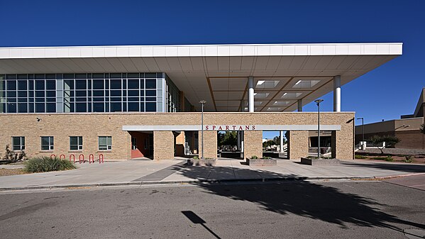 Spartans entrance to Bernalillo High School, NM
