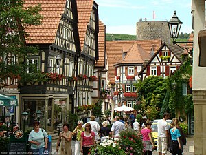 View down Kirchstrasse towards the Waldhorn Tower