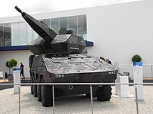 At Eurosatory 2018 Rheinmetall displayed a Boxer fitted with the Oerlikon Skyranger air defence system. Boxer fitted with the Oerlikon Skyranger air defence system.jpg