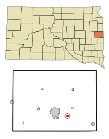 Brookings County South Dakota Incorporated and Unincorporated areas Aurora Highlighted.svg