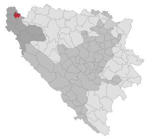 Locatie van de gemeente Bužim in Bosnië en Herzegovina (klikbare kaart)