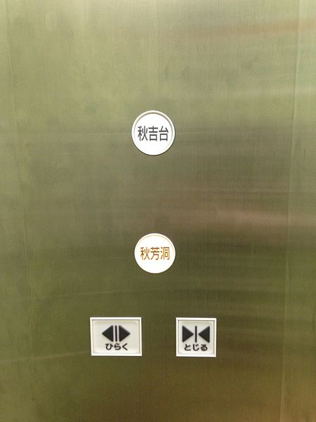 File:Buttons of elevator connecting Akiyoshi Cave and Akiyoshi Plateau.jpg