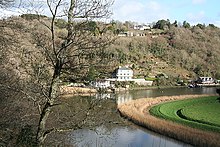 Ashburton Hotel and Danescombe Quay overlooking the River Tamar