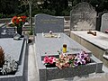 Grabstelle von Klaus Mann auf dem Friedhof Le Grand Jas in Cannes (F). Die Tafel, die seine Schwester Erika anbringen ließ, ist verloren gegangen.