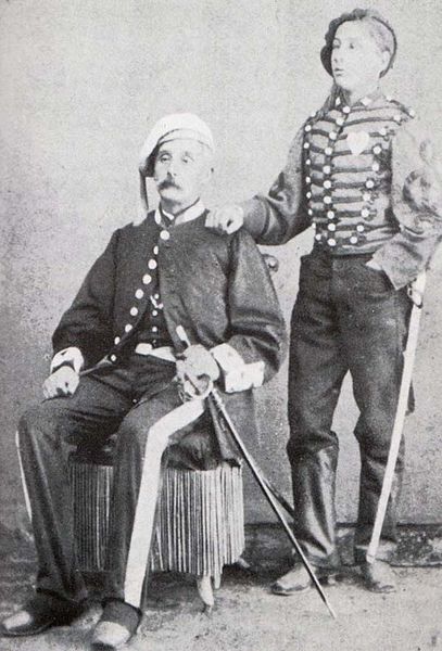 Two typical Carlists of the 19th century: Francisco Solà i Madriguera, of Taradell (Osona), with his son, around 1870.