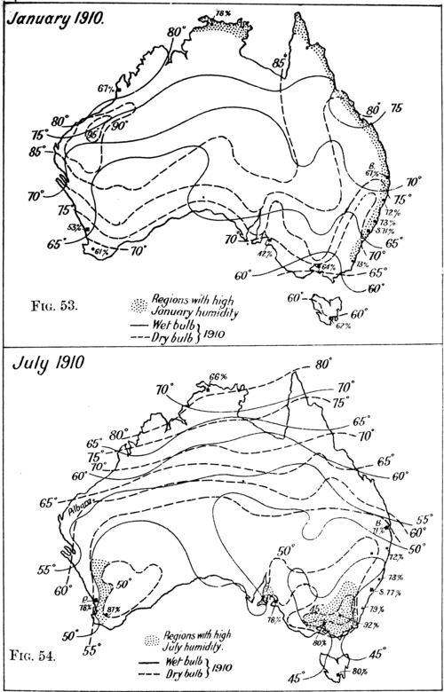 Charts Showing Humidity, also Wet and Dry Bulb Isotherms Fig. 53.-54.