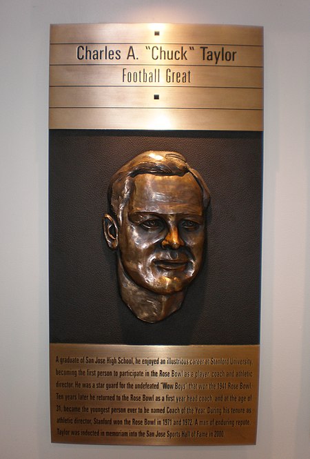 Chuck Taylor plaque, SJ Sports Hall of Fame.JPG