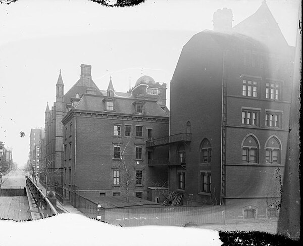 The President's House (1862–1897) at left at the Midtown campus