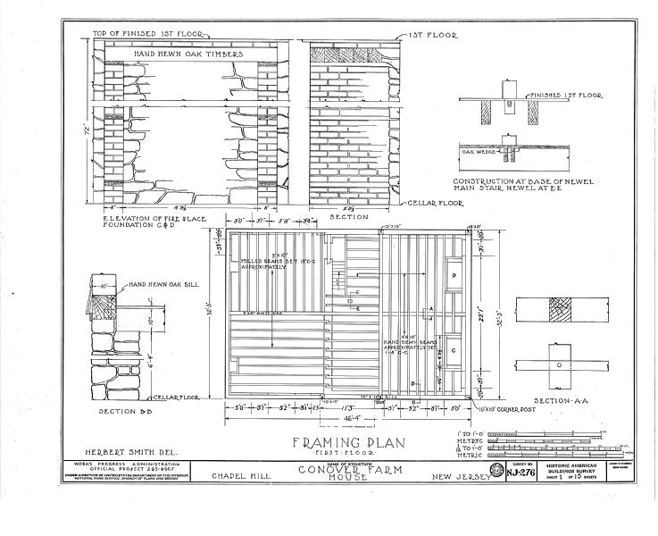 File:Conover Farm, Mountain Hill Road, Chapel Hill, Monmouth County, NJ HABS NJ,13-CHAP,1- (sheet 1 of 15).tif