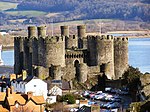 Conwy Castle and car park from Town Walls - geograph.org.uk - 1723358.jpg