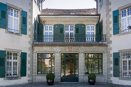 The entrance of the headquarters of the Court of Arbitration for Sport, in Lausanne, Switzerland