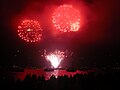 Fireworks at the end at the end of Cowes Week 2010 which took place in Cowes, Isle of Wight. The fireworks are viewed from Princes Green.