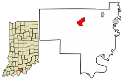 Ubicación del inglés en el condado de Crawford, Indiana.