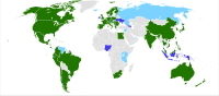CC Lisansları olan ülkelere genel bakış. Yeşil ve mavi mevcut, açık mavi planlanıyor