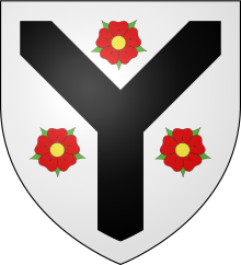 The coat of arms of Andrew Cunningham of Drumquhassle c 1512 Cunningham of Drumquhassle arms.svg