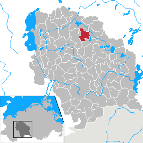 Lage von Dabel im Landkreis Parchim